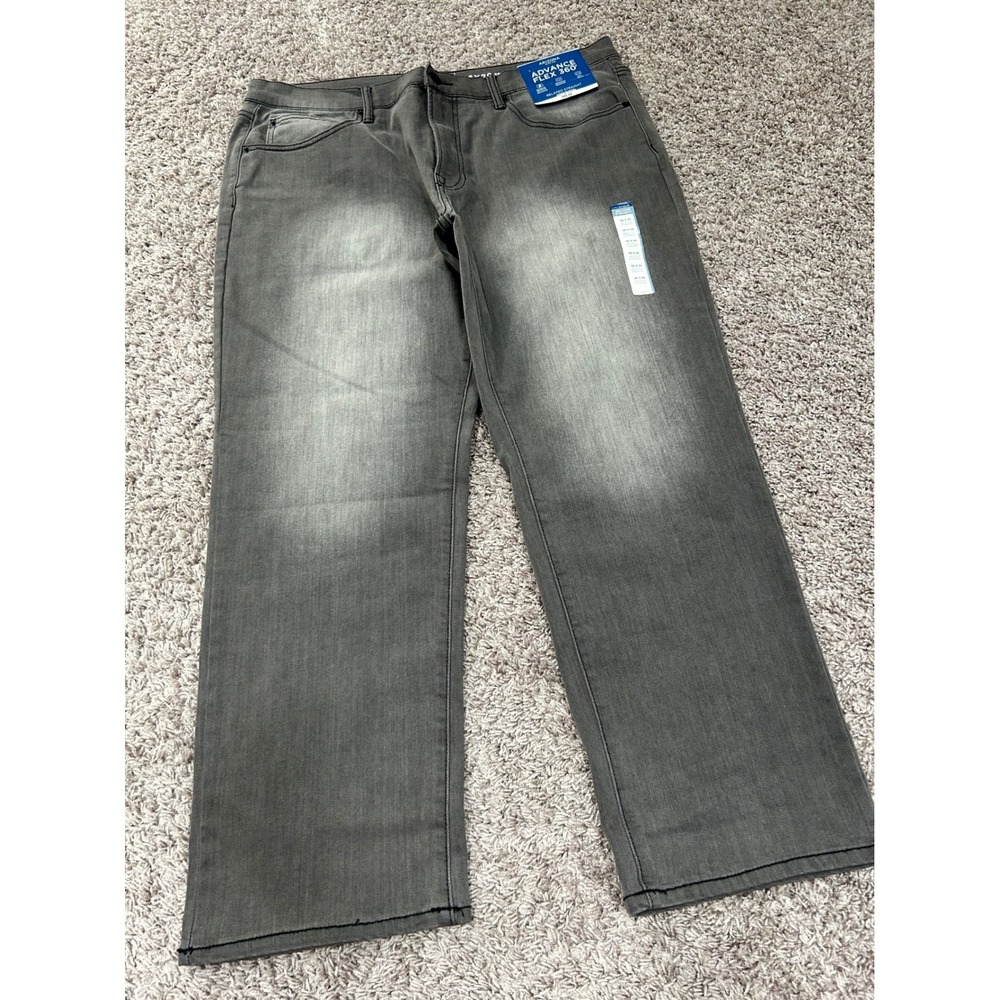 Arizona Jean Co Mens Advance Flex 360 Relaxed Straight‎ Jeans Gray Sanded 36x29